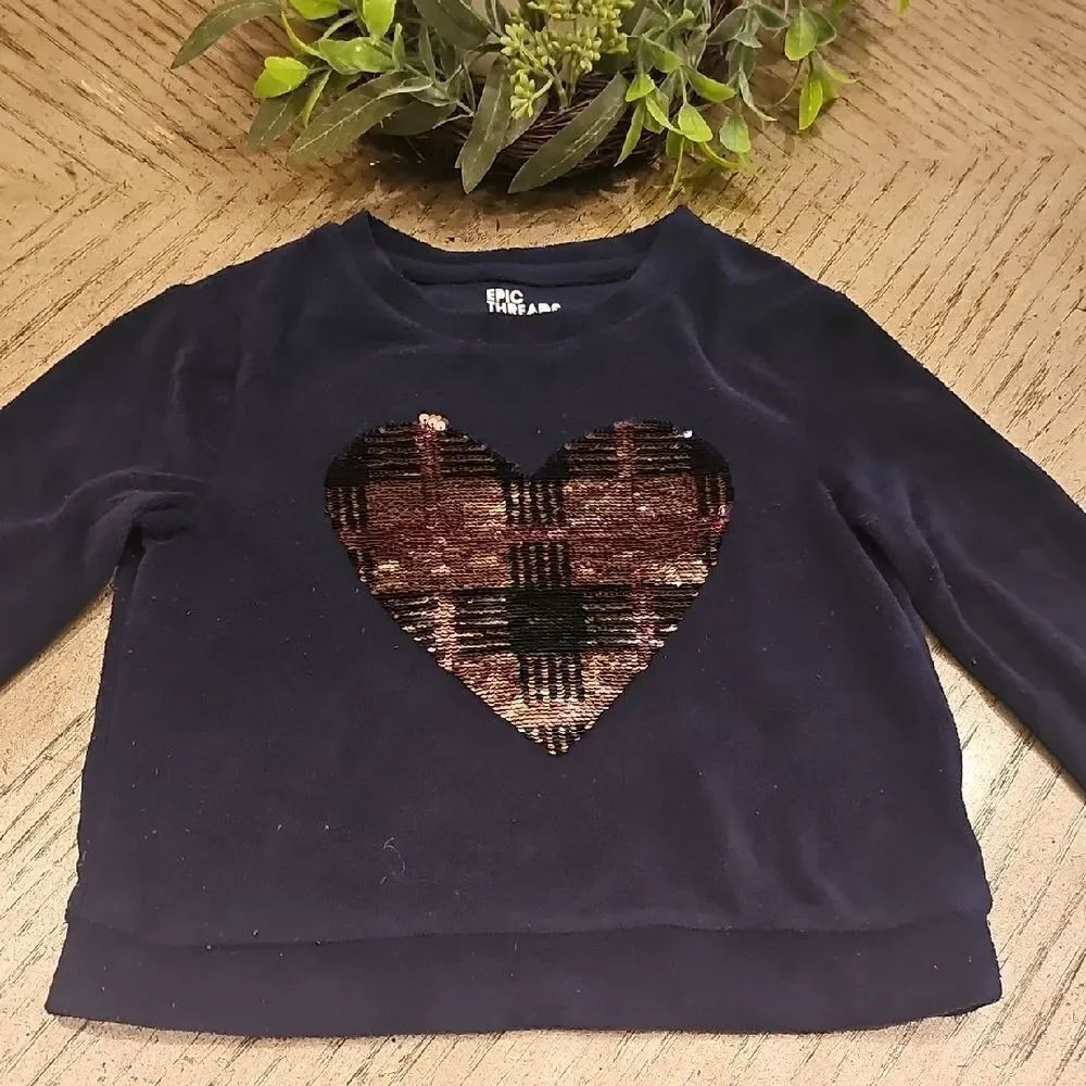 Navy Blue Heart Sequin Sweater Size 5
